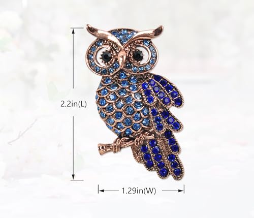 Image of Gyn&Joy Womens Crystal Rhinestones Perched Owl Bird Brooch Pin