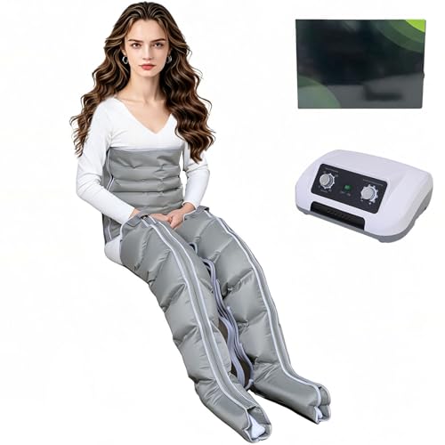 SULQING Máquina Presoterapia Piernas, Abdomen Y Brazos – Presoterapia Piernas para Casa | 6 Cámaras, Presión 0-240 mmHg | Drenaje Linfático Y Mejora Circulación