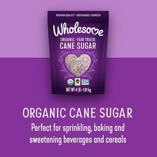 Wholesome Sweeteners 4-Pound Organic Cane Sugar, Fair Trade, Non GMO, Gluten Free & Vegan for Baking and Sweetening, 6 Pack