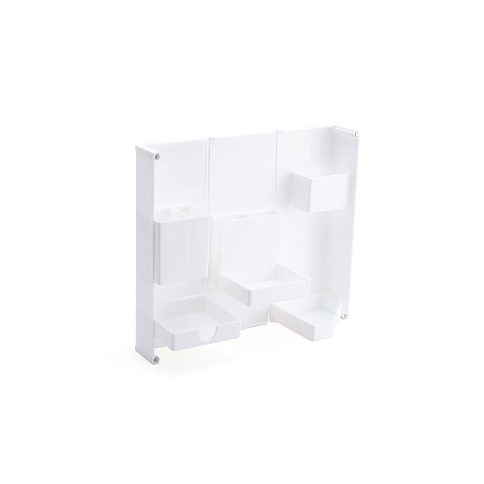 JINGYAN Storage Boxes Folding Vertical Pen Organizer Magnetic Opening and Closing Desktop Stationery Storage Box Multifunctional Student Case(White)