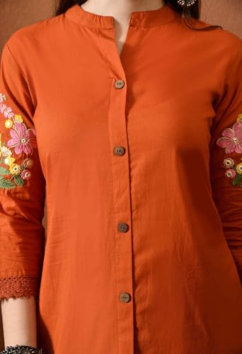 Image of Truvon Fashions Stylish Women's Co-Ord Kurta with Pant Set Cotton Floral Kurti for Women