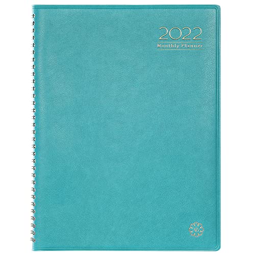 2022 Monthly Planner/Calendar - Monthly Planner 2022 with Tabs, Leather Calendar Planners, Twin-Wire Binding and Double Side Clear Inner Pocket, 9