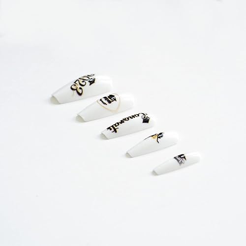 Miniatura 2 de Uñas postizas a presión de graduación, 24 uñas postizas largas con forma de ataúd, uñas de graduación 2023, uñas postizas de cobertura completa,