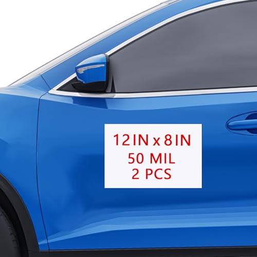 Image of 2 Pack Blank Car Magnets, 12 inch x 8 inch Custom Car Magnet Signs for Vehicle, Flexible Magnetic Bumper Sticker Sheet for Car to Advertise Business and Personalized Decal, Prevent Scratches Dents