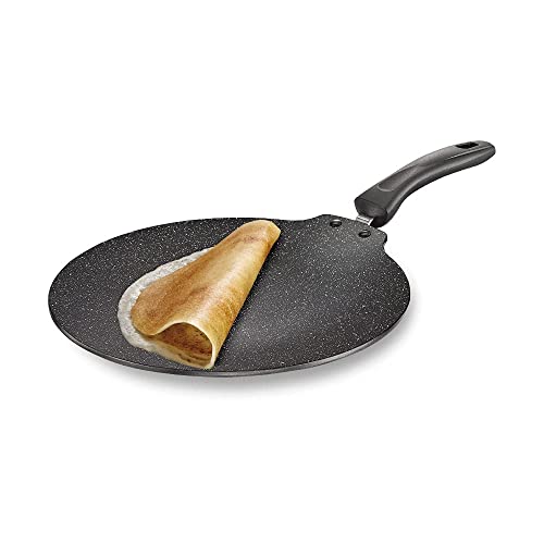 TABAKH 11-Inch Flat Dosa Tawa | Black | 28 cm | Non-Stick | Induction Base | Dishwasher Safe | PFOA Free | Metal Spoon Friendly