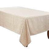 SARO LIFESTYLE Exquisite Jacquard Design Tablecloth, Champagne, 72