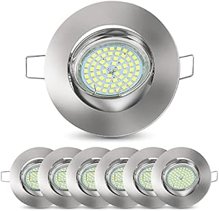 6 Pack Recessed LED Spotlights GU10 5W 500lm Ceiling Spotlights AC 230V Natural White 4000K Recessed Ceiling Lamp Waterproof IP23 for Bathroom, Living Room, Kitchen Corridor, Gallery Shop