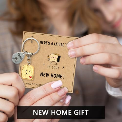 New Home Keychain Gift | “Here's a Little Toast to Your New Home” Keyring with Gift Bag | Housewarming Present for Men & Women, Cute Moving In & Fresh Start Gift - Image 4