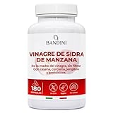 Bandini® Complejo de Vinagre de Sidra de Manzana 1860mg Alta Concentración, 180 Cápsulas Veganas de Apple cider vinegar con Madre, Sin Filtrar, con Probióticos, Cúrcuma, Pimienta, Jengibre