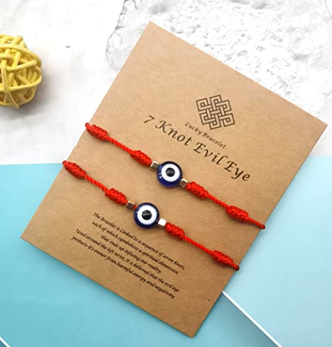 Firazio 2-30Pcs Evil Eye Bracelets For Women Men 7 Knot Lucky Bracelets Red String Amulet Good Luck Braided Rope Evil Eye Strand Bracelets Adjustable Friendship Couple Protection Bracelet #TOP4