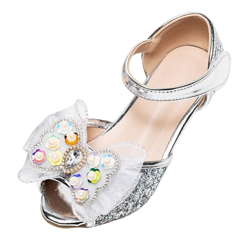IWIHMIV Girls Dress Shoes Toddler Kids Low Heels Sandals Ankle Strap Wedding Party Flower Girl Princess Dress Up Shoes