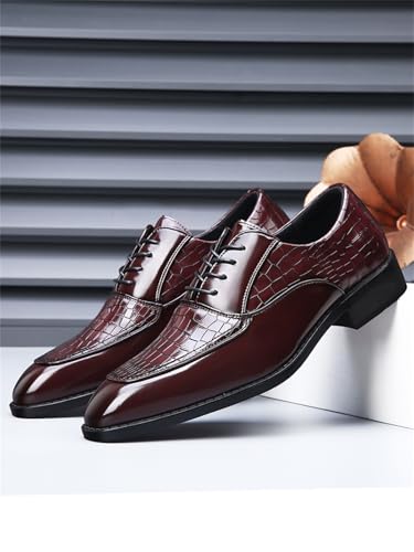 Men's Crocodile Print Square-Toe Dress Shoes Tuxedo Formal Business Casual Oxfords Retro Derby2