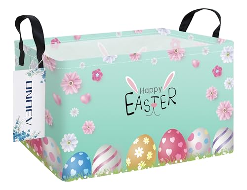 Image of Rectangular Easter Eggs Storage Basket,toy Organization Bin,Versatile Clothes Container,Gift Hamper for Girls and Boys(Easter)