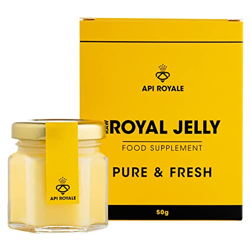 Royal Jelly Pure & Fresh 50g – Premium Royal Jelly Nutritional Supplements 100% Natural with Natural and Non-Gluten Formula – Compact Isothermal Box with Dosing Spoon