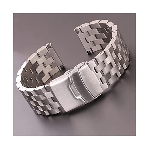 Montre en acier inoxydable 22mm bracelet métal argent homme femme