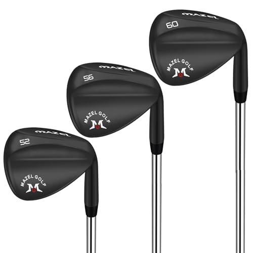 MAZEL Forged Golf Wedges for Men & Women - Golf Gap Wedge, Sand Wedge,Lob Wedge,Escape Bunkers and Quickly Cuts Strokes Around The Green,High Loft Golf Club Wedge (Black 52 56 60 Degree Set)