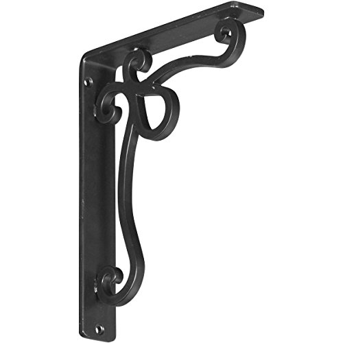 Ekena Millwork 1 1/2" W x 7 1/2" D x 10" H Orleans Wrought Iron Bracket, (Single Center Brace), Powder Coated Black