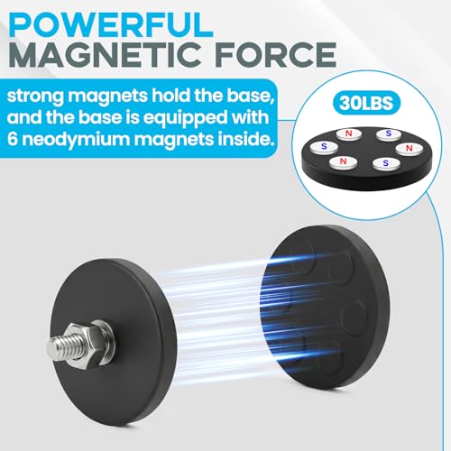 E BAVITE 12PCS 1/4inch Rubber Coated Magnets, 30LBS Anti-Scratch Neodymium Large Magnet Magnetic Non-Slip Strong Monting Magnet for Lighting Bar, Camera and Additional Mirrors - Image 4