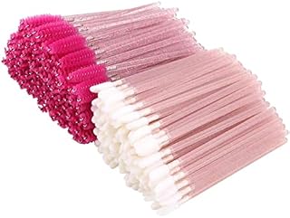 Tbestmax 200 Disposable Mascara Wand and Lipstick Applicator Wands Crystal Lip Gloss Brush Lash Spoolies for Eyelash Extensions (Hotpink)