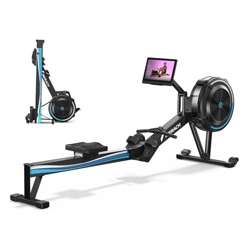 Image of MERACH Rowing Machines with 15.6 inch HD Screen, Adjustable Air Resistance Professional Indoor Rowing Machine for Home with 440LBS Weight Capacity, Ergonomic Comfort Seat, Device Holder, Easy Storage