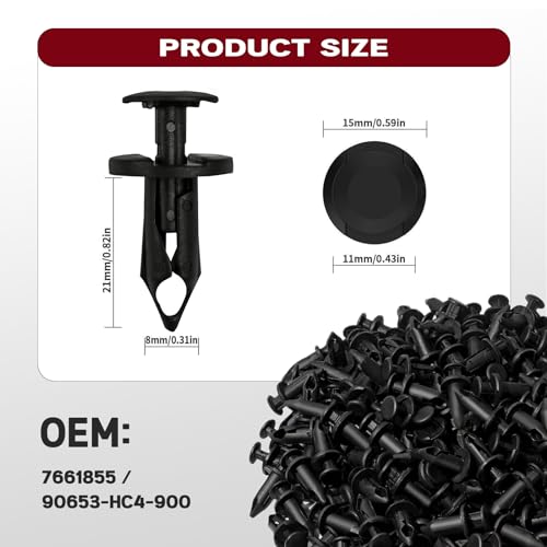 Xislet 200 Pcs UTV Nylon Fender Clips/Body Rivets Compatible with Polaris 7661855 Ranger RZR Can-Am Kawasaki Teryx Honda Pioneer 90653-HC4-900 Suzuki Sportsman ATV Fastener with Tool - Image 6