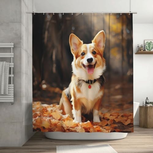 Rideau de douche épais motif Corgi de qualité supérieure imperméable 182,9 cm