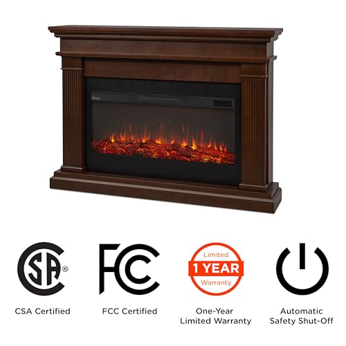 Real Flame Beau 59\" Landscape Electric Fireplace with Mantel for Living Room or Bedroom, Replaceable Fireplace Insert Heater, Realistic Log and Flame Effect, Remote Control, Timer