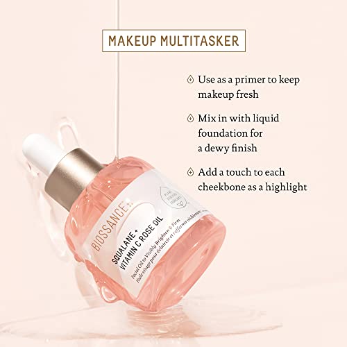 BIOSSANCE Squalane + Vitamin C Rose Advanced Facial Oil - Brightening, Firming, and Hydrating Serum for All Skin Types - Chios Crystal Oil, Damascus Rose Extract & Squalane for Radiance - Image 6