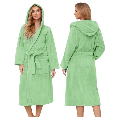 Image of PJGGZ Hooded Bathrobes for Women, Soft Long Towel Robes for Women - Quick Dry yet Warm