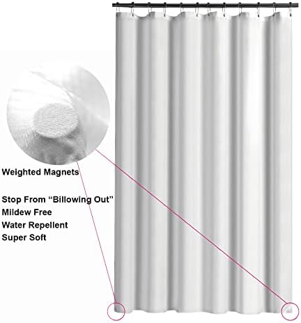 Home Queen Waffle Weave Shower Curtain, Bath Liner with Soft Touch, Water Repellent Bathroom Curtain Liner with Bottom Magnets and Reinforced Grommets,72 W x 72 L Inches, White