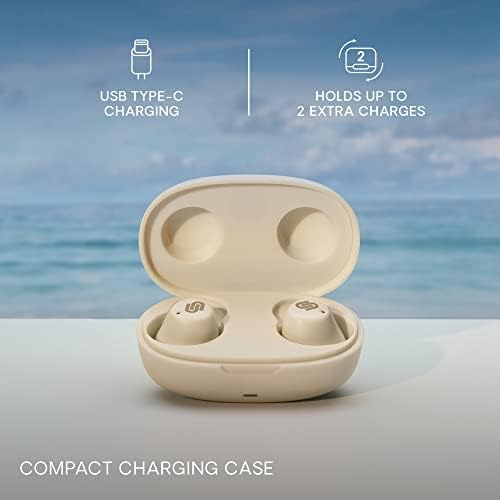 Urbanista Lisbon Wireless Earbuds, Bluetooth 5.2 Enhanced Small Headphones, Touch Controls, 27 Hr Playtime, USB C Fast Charging Case, IPX Sweatproof Headphones for Running, Sports, Vanilla Cream