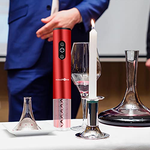 Electric Wine Opener, Automatic Electric Wine Bottle Corkscrew Opener with Foil Cutter,One-click Button Reusable Wine Bottle Openers for Wine Lovers(No Include Battery)(Red)