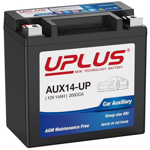 UPLUS Auxiliary Battery AUX14-UP 12V 14Ah 200 CCA AGM Maintenance Free Rechargeable SLA Backup Batteries replace for AUX14 AUX12 BCI Group 400