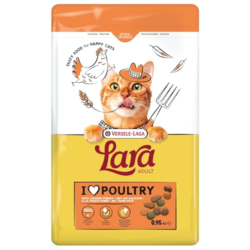 Image of Versele Lara Adult Cat Food with Chicken & Turkey | 950g | Complete Balanced Nutrition for Adult Cats | Tasty Chicken Flavour