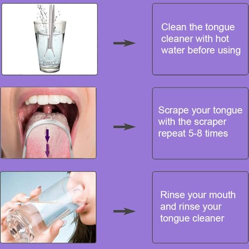 Image of Wonder Care 4 Count Tongue Scraper Stainless Steel,Tongue Cleaners Fresh Breath Restored Taste Big Size