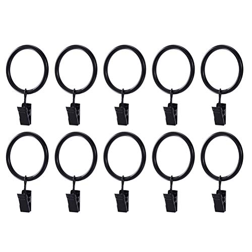 Wakauto 36pcs Drapery Ring Hooks Rustproof Curtain Clips for Rods Large Rings for Heavy Curtains Easy Install