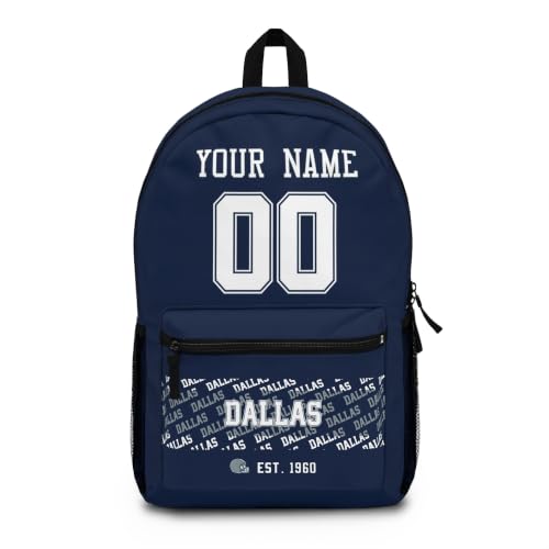 Image of Dallas School Backpack Custom Gifts for Boys Girls Teens | Custom Name and Number Personalized Bookbag