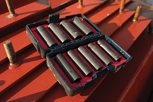 BOSCH 27286 1/2 In. Shank 9-Piece Assorted Set with Brute Tough Case Impact Tough Deep Well Sockets for Applications in High Torque Driving and Fastening - image 4