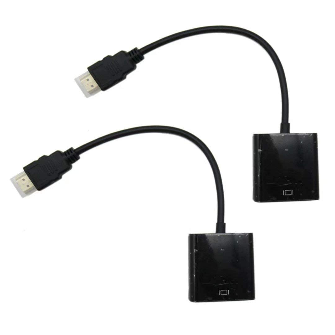 2 Pack 1080P HDMI Male to VGA Female Video Cable Cord Converter Adapter for PC Monitor