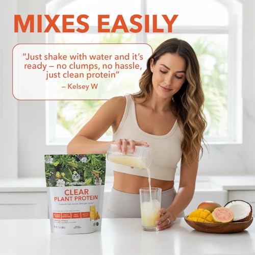 Image of PlantFusion Vegan Clear Protein Powder with Pea Protein Peptides - 20g Fast-Absorbing in Water, 90 Calories, Zero Sugar, Premium Alternative to Clear Whey - 16 oz