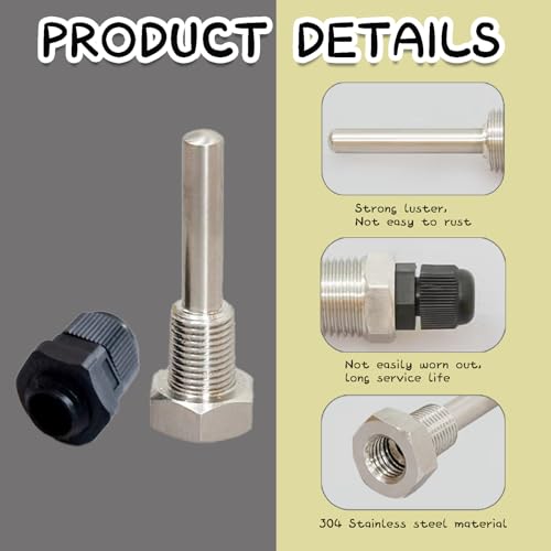 2 Stück 50mm Tauchhülse 1/2 Zoll,Multifunktional 8 x 50mm Tauchhülse,Edelstahl Material,Geeignet Für Temperaturfühler Thermoelementhülsen Tauchschutzrohre,Blindschlauch Für Solarenergie,Wasserspeicher