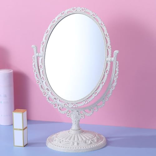 Miroir de maquillage pour bureau et dortoir, lot de 2 miroirs rotatifs cœur et ovale Tofficu