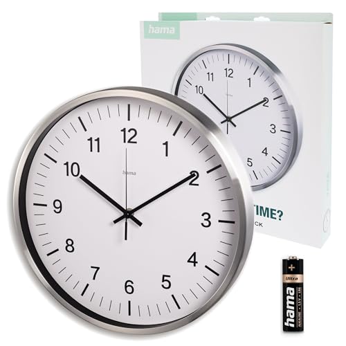 DCF Java Radio-Controlled Wall Clock, Ø 35 cm, silver