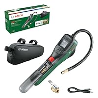 Bosch elektrische Fahrradpumpe/Luftpumpe/Mini Kompressor EasyPump (3,0 Ah Akku; 3,6 Volt; Autostop-Funktion; 150 PSI; 10,3 bar; LED; USB-C®; 3x Adapter; Schnellanschlussstecker; Fahrradtasche)