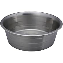 INDIPETS Standard Feeding Dishes with Laser Etched Silver Stripe Pet Water and Food Bowl | 0.5 Pint, Stainless Steel PN 800223