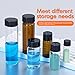 PEKYBIO 20 PCS 4 ML (1 dram) Clear Small Liquid Sample Glass Vials with Screw Caps, 15 mm Diameter x 45 mm Length Leak-Proof Vial, 13-425 Black Screw Cap with PE Liners