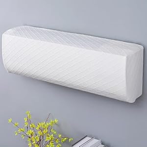 Morbuy Cubierta de Aire Acondicionado Antipolvo Jacquard de Color Sólido, Funda Protectora de Unidades de Pared Protector de Aire Acondicionado para Interiores (Blanco,1 Pieza)