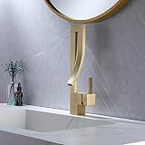 Jiuzhuo Brushed Gold Bathroom Faucet Gold Sink Faucet Bathroom Modern Creative Design Single Lever H