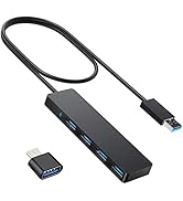 Nuvance - USB 3.0 Hub - 4 Poorten - Inclusief USB C Converter - USB Splitter - Zwart