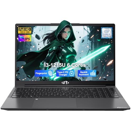 NIMO 15.6" IPS FHD Laptop, Intel 6 Cores i3-1215U (Up to 4.4GHz, Beats R5 7520U,) 8GB RAM 256GB SSD Computer with 180 Open Angle 65W Type C Backlit KB, Wi-Fi 6, Portable for School, Business, Hom...